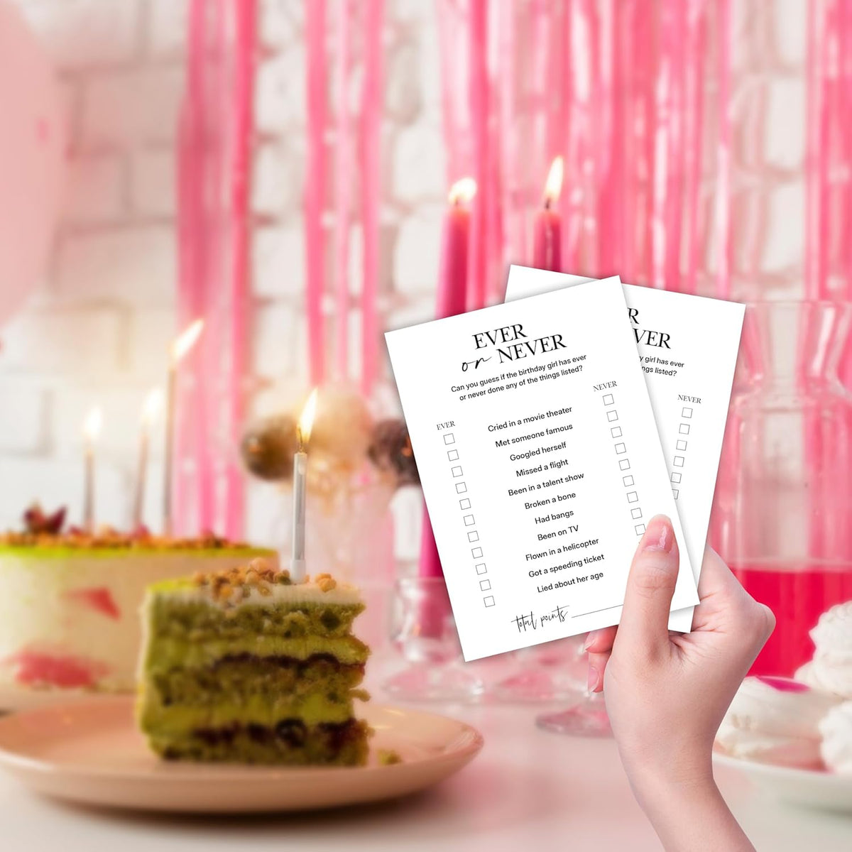 Birthday Party Games, Ever or Never, 25 Pcs Card Set for Guests, Fun Birthday Game for Teen Adults