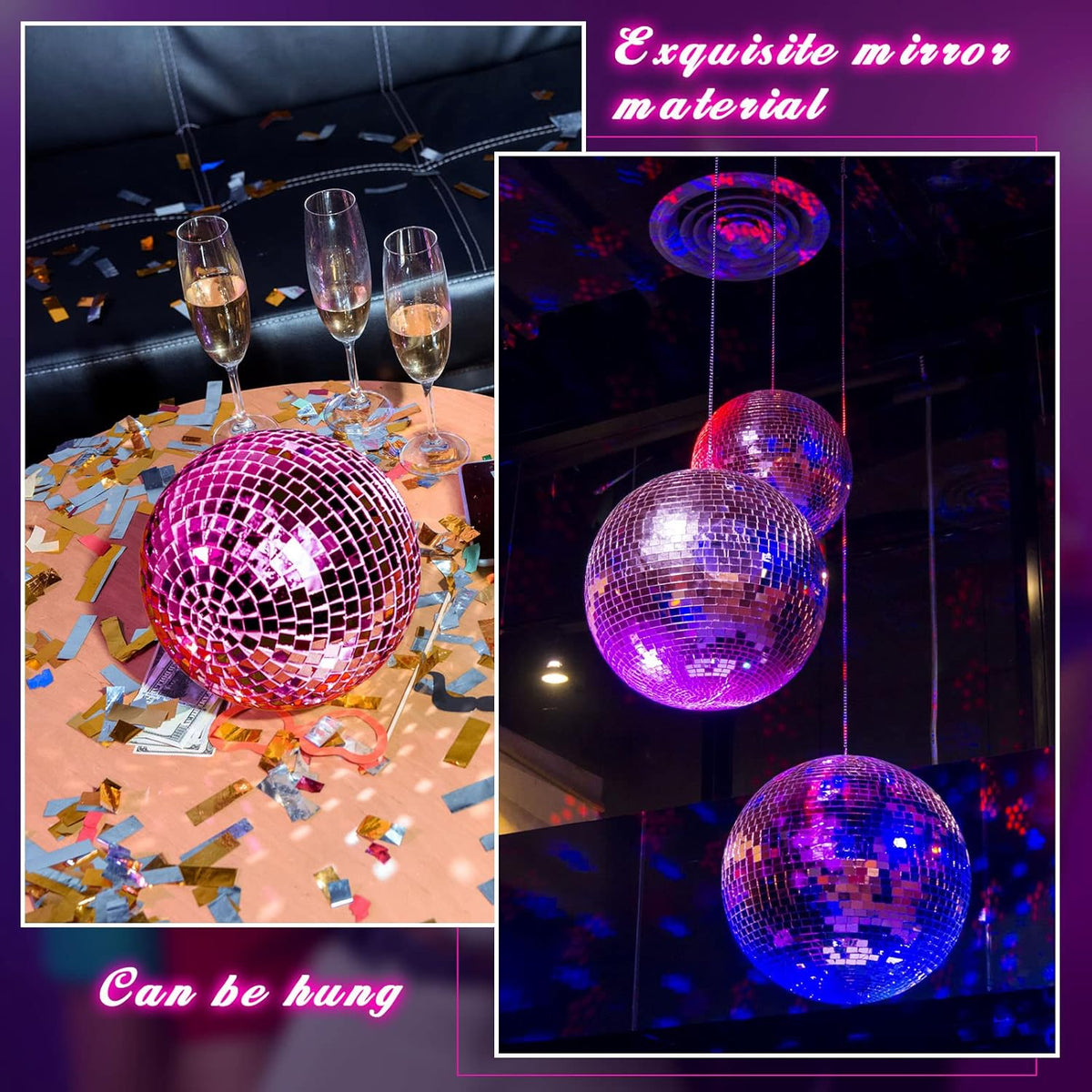 WILLBOND 12 Pack Disco Ball Mirror Ball with Hanging Ring for Fun Retro Disco Party Decorations