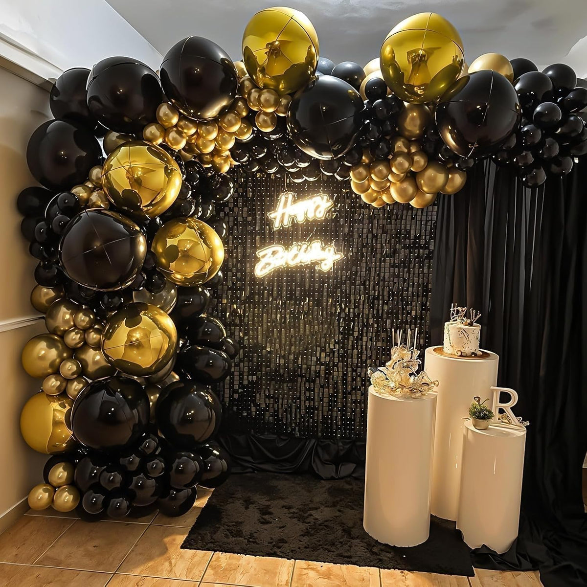 12Pcs Gold Round Foil Balloons, 22" 15" 10" 4D Ball Balloons, Metallic Gold Foil Balloon for