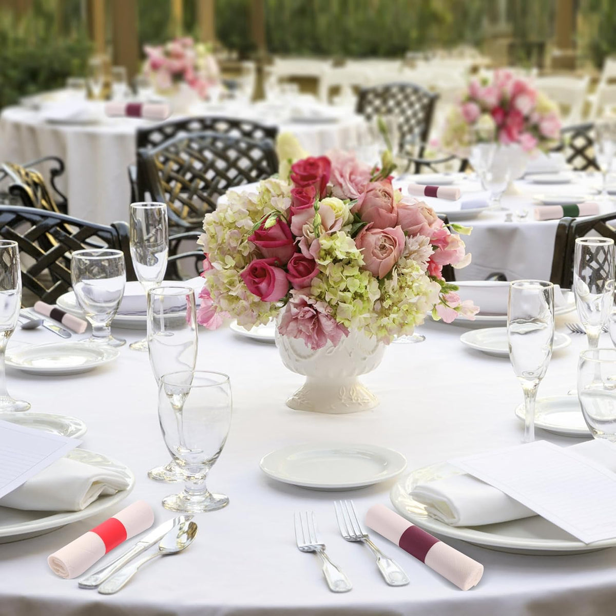 2500pcs Self-Adhesive Napkin Bands & Silverware Wraps, 5 Colors (Burgundy/Red/White/Black/Hunter