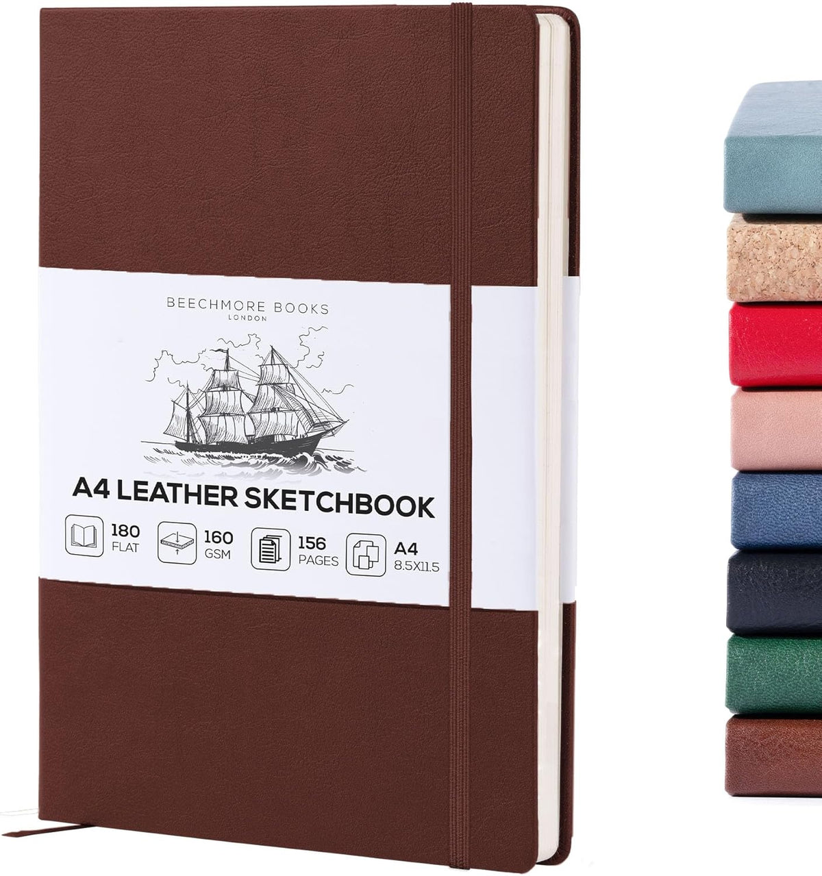 Beechmore Books A4 Sketchbook ??8.5x11 Premium Vegan Leather Bound Large Sketch Book Hardcover with