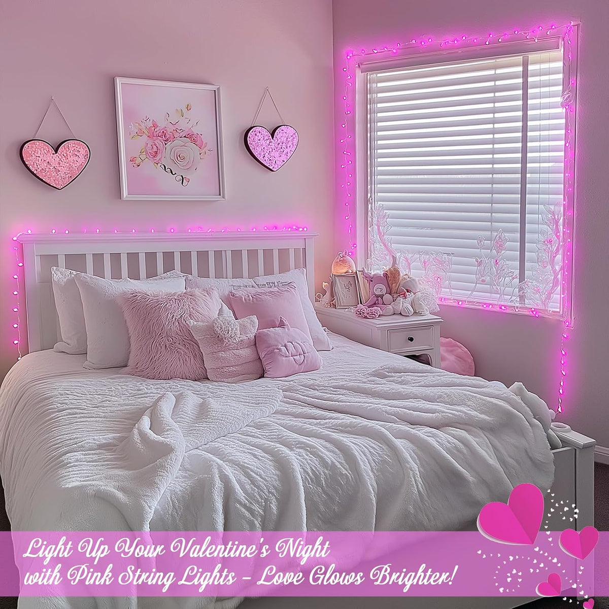 JMEXSUSS 500 LED Pink Room Lights, 8 Modes 163ft Waterproof Pink Christmas Lights Outdoor Plug in