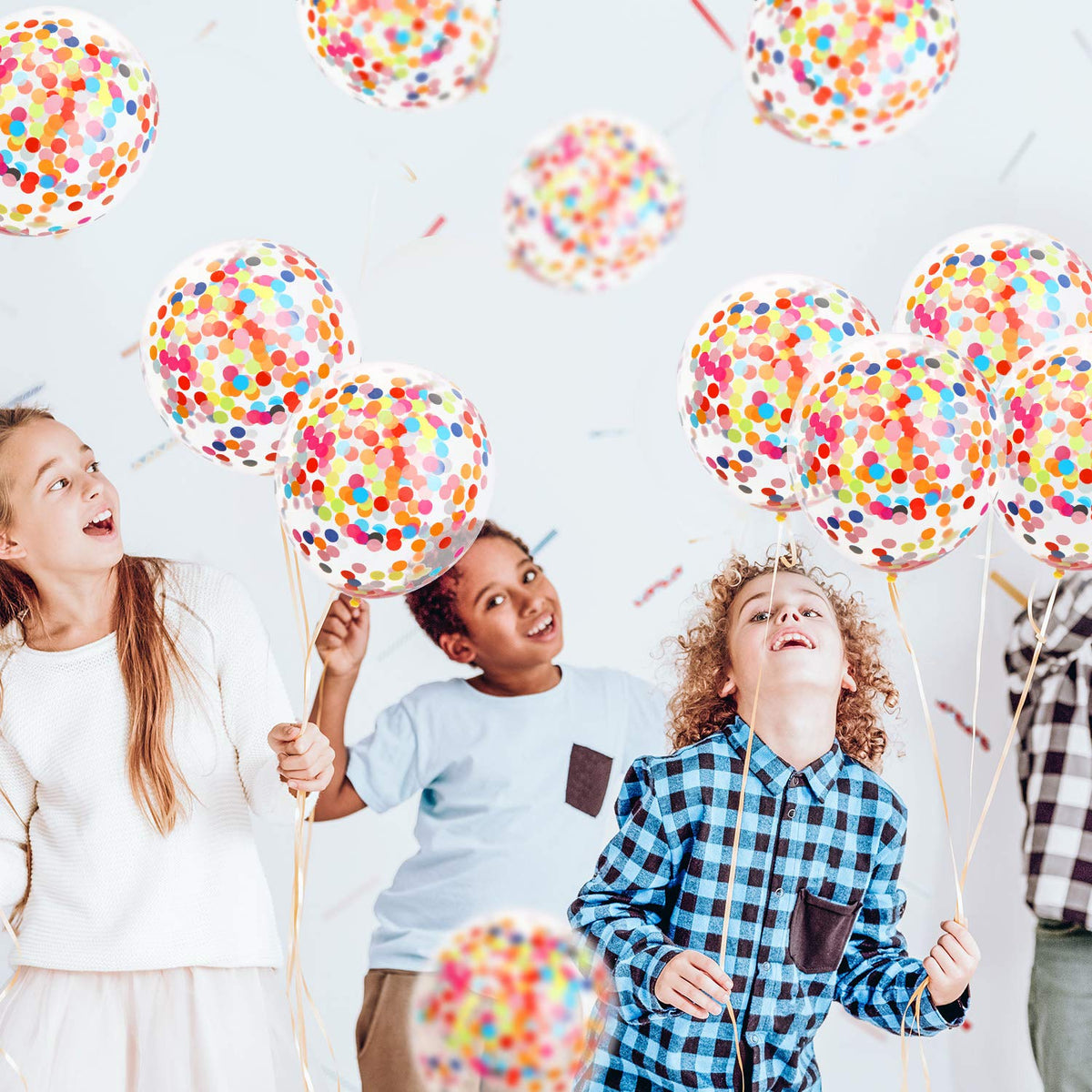 Gejoy 50 Pieces Rainbow Multicolor Confetti Balloons 12 Inches Latex Balloon with Bright Colorful