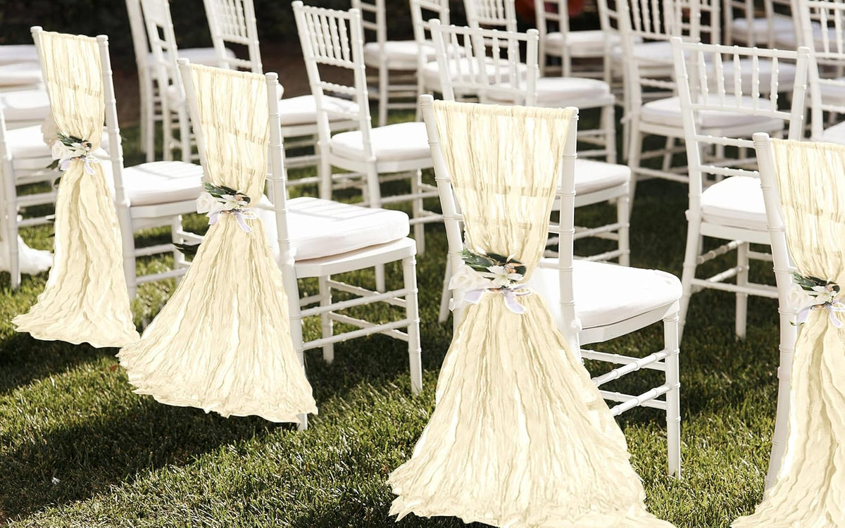 50 PCS Cheesecloth Chair Sashes, Bows Designed ChairSashes, 15.7x108 inch Chair Sashes for Aisle