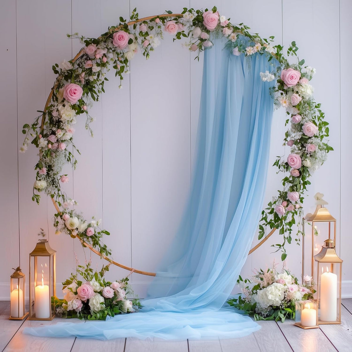 Wedding Arch Draping Fabric 1 Panel 28.7" x 20FT Baby Blue Sheer Chiffon Backdrop Drapes for