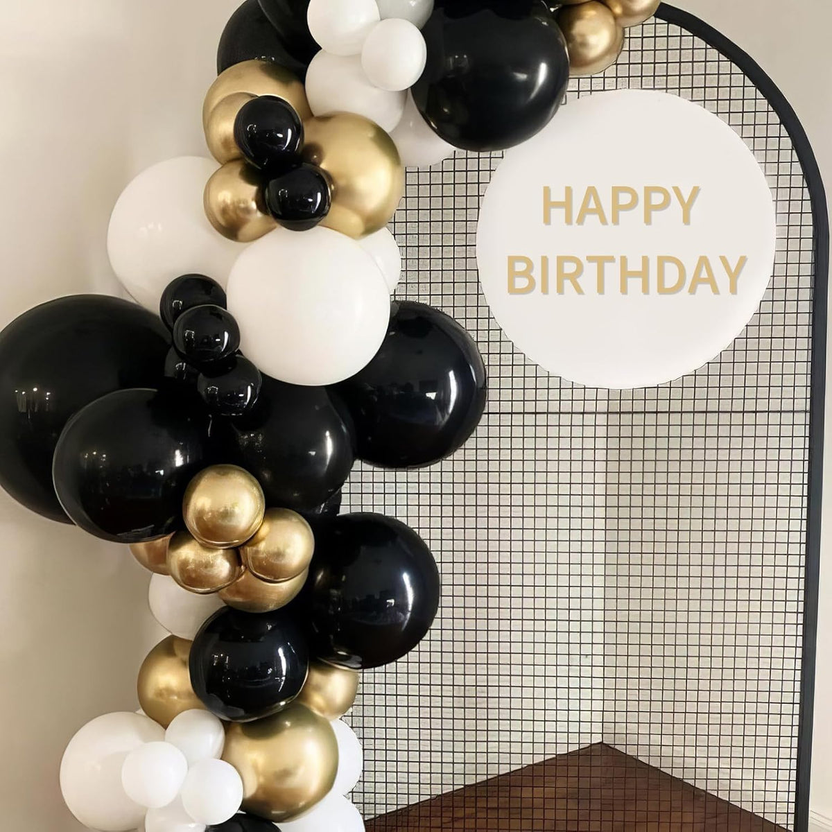 Black and Gold Balloons, Black White and Gold Balloon, Pearl White Black Gold Balloons, Black Gold