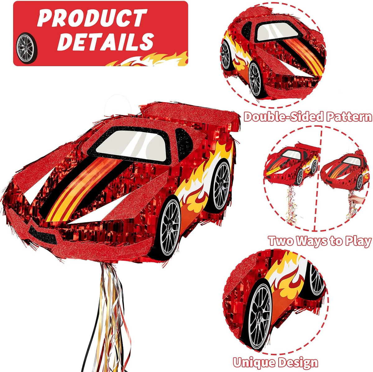 WERNNSAI Race Car Piñata - Race Car Birthday Decorations Truck Car Pinata Bundle with Blindfold and