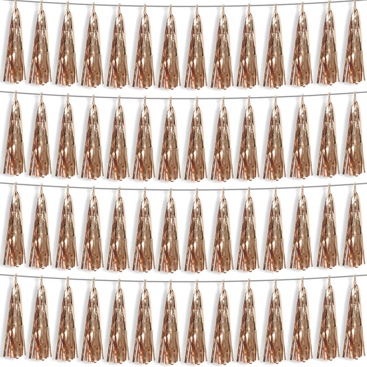 4P Champagne Gold Foil Fringe Metallic Streamers Banner Tassel Garland for Parade Floats
