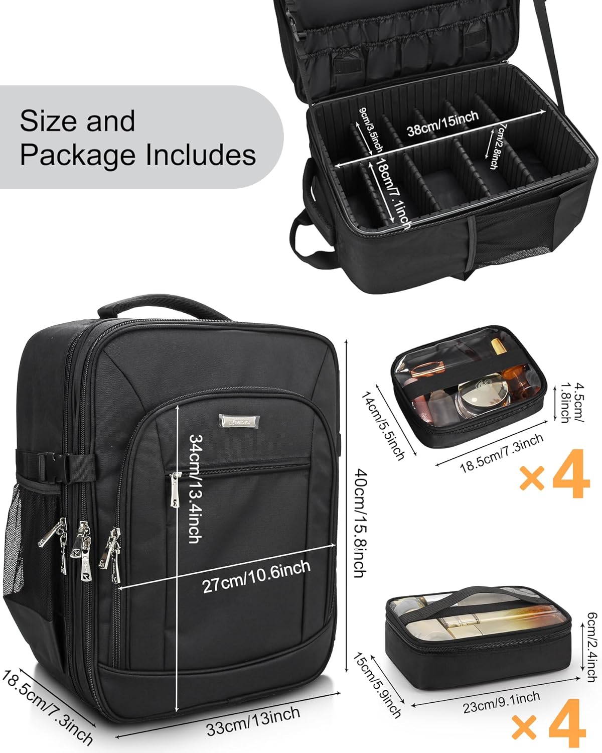 Makeup Backpack Professional Cosmetic Artist Bag Extra Large Travel Train Case Storage Organizer