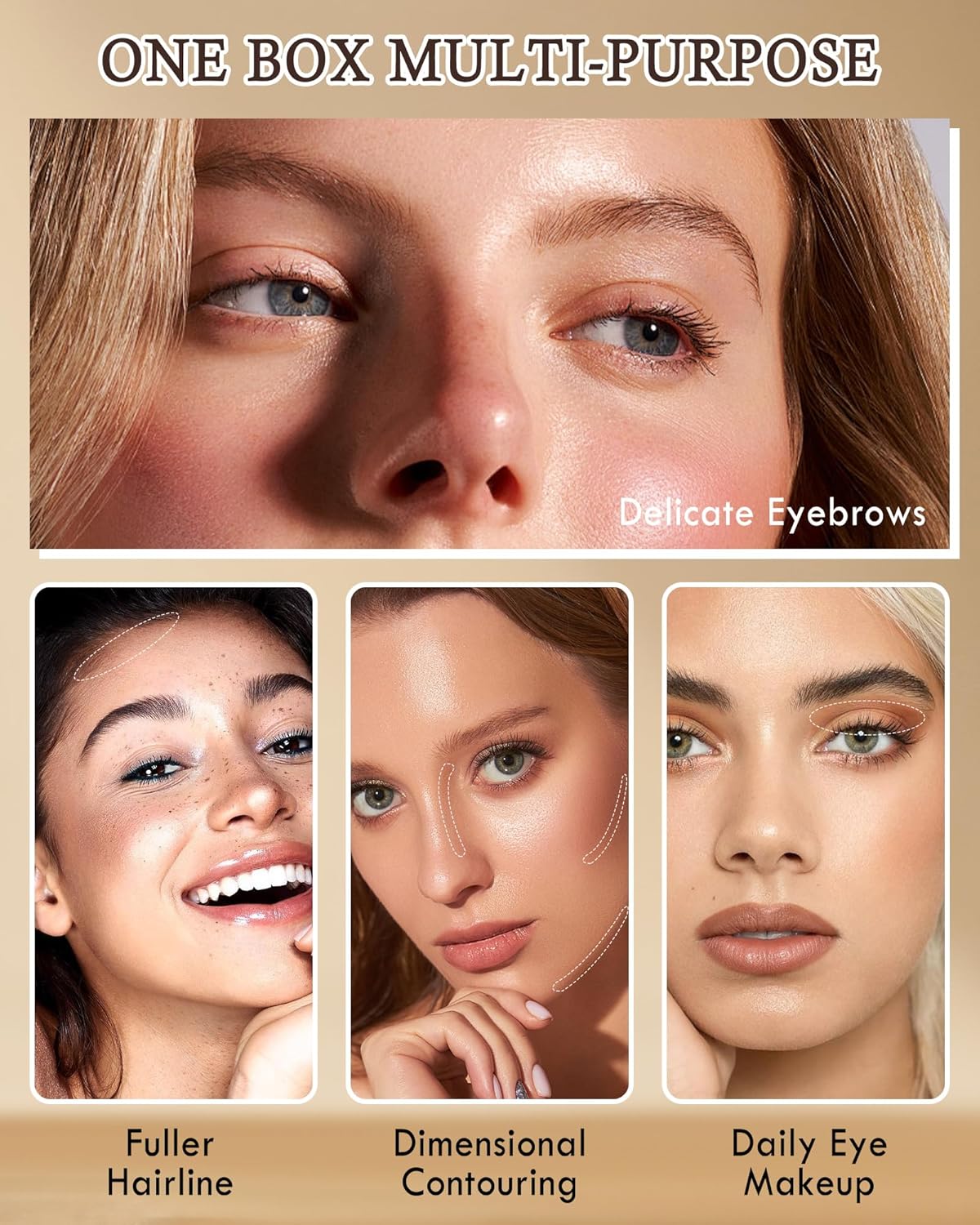 Eyebrow Powder Kit-3 Colors Eye Brow Tinting Powder Palette Long-Lasting Waterproof,Light Dark Grey