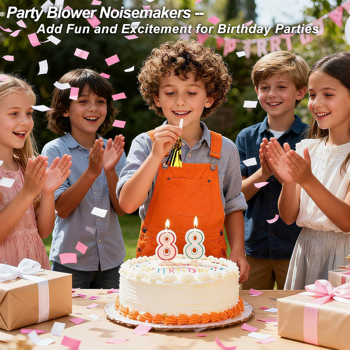 24PCS Bulk Party Blowers & Colourful Noise Makers - Fringed Glitter Party Horns Whistles for
