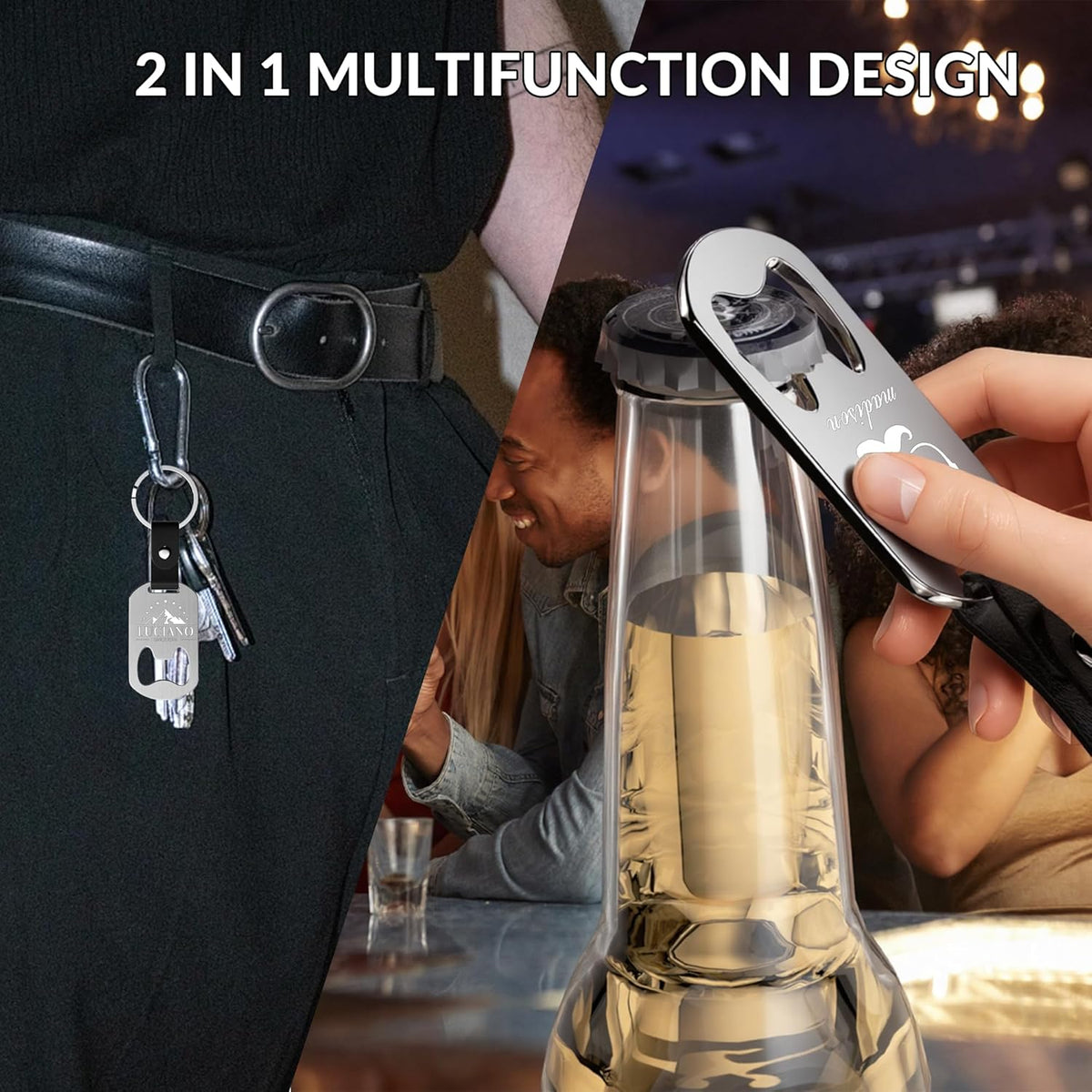 2 in 1 Personalized Bottle Openers Keychains Bulk,Pack 5-100 Flat Metal Custom Keychain with Your