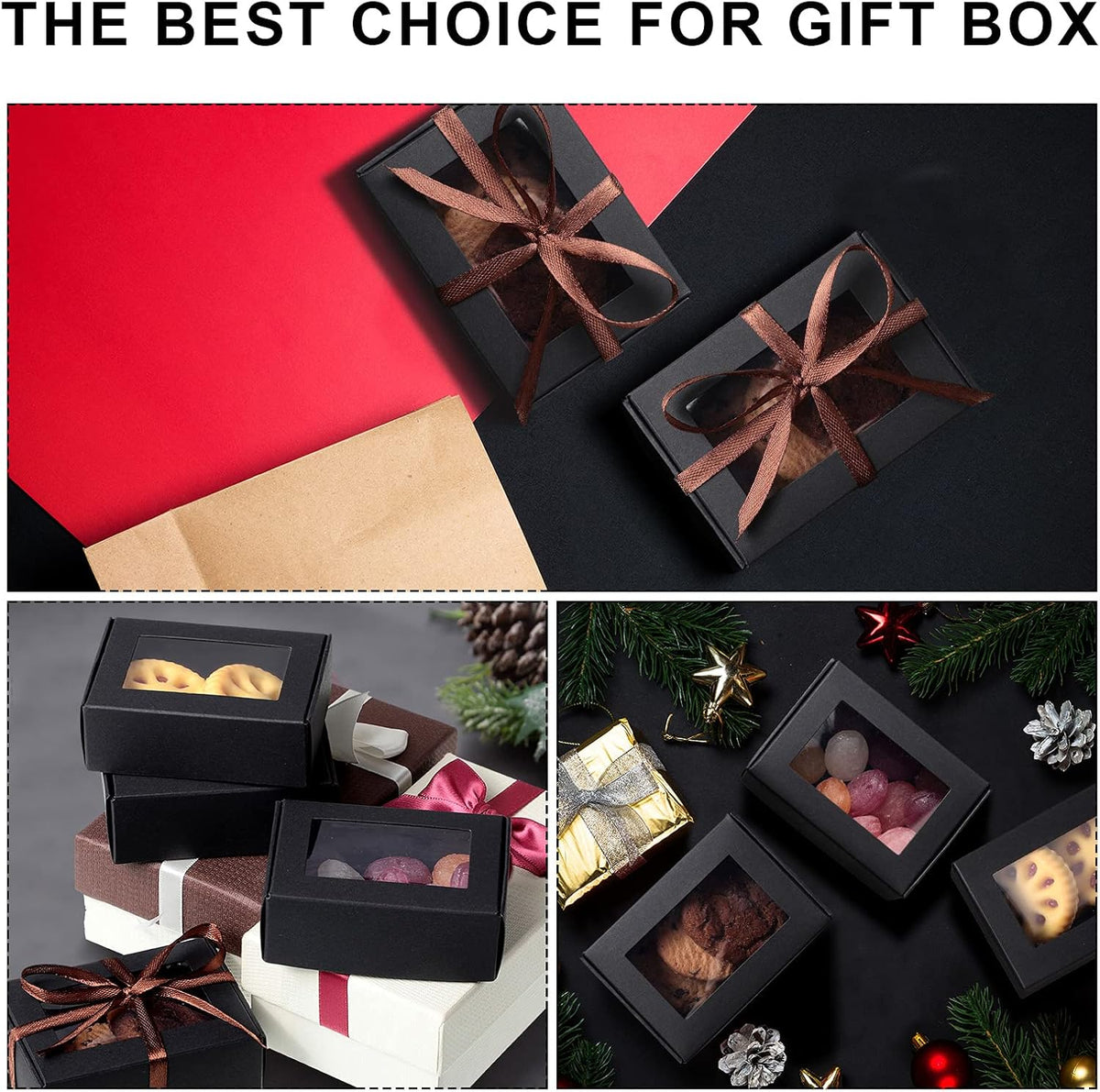 Zonon 30 Pcs Soap Boxes for Homemade Packaging, Mini Kraft Treat Boxes with Window for Bakery Candy