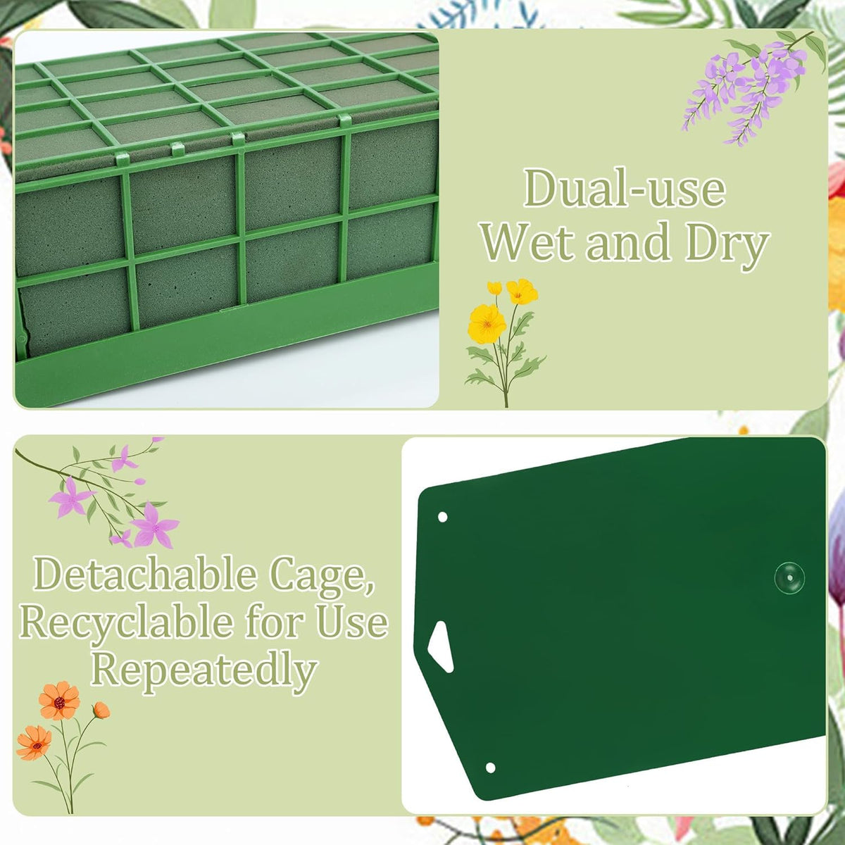 Aodaer 4 Pieces Floral Foam Cage with Floral Foam for Fresh and Artificial Flowers Rectangle Dry