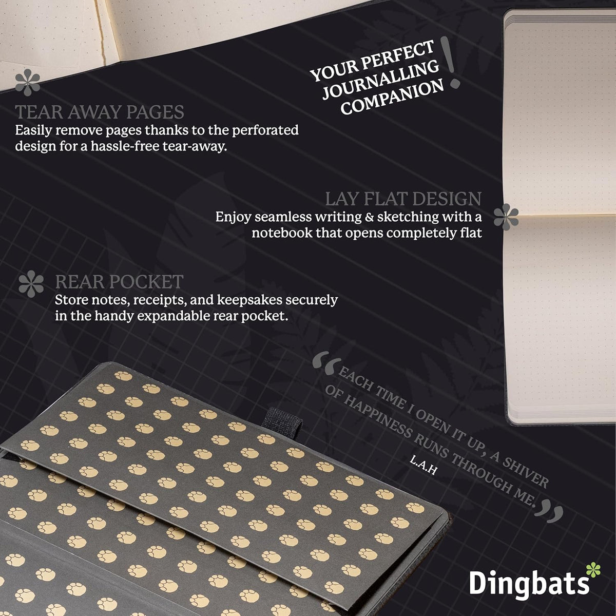 Dingbats* Wildlife Dotted Writing Journal Notebook A5 - Vegan Leather Hardcover - Ideal for Work