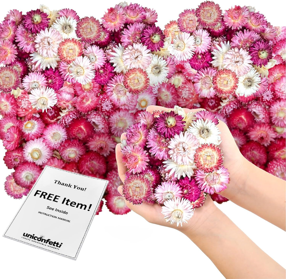 Dried Flower Pink Straw Daisy Biodegradable Confetti - Real Flower Petals for Weddings, Flower Girl