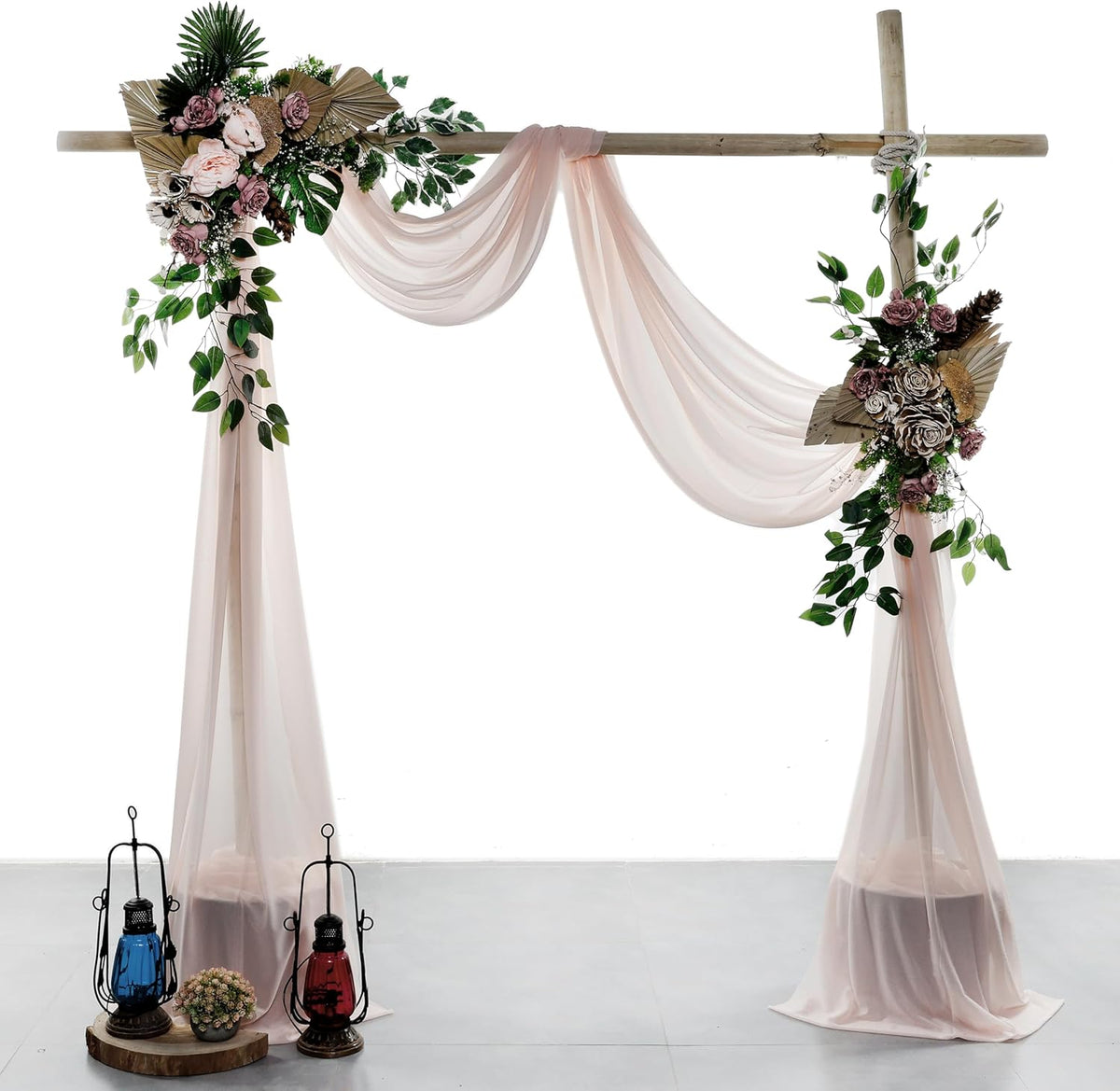 VDS Pack of 2 Panel (30 Inch X 100 Feet) Wedding Arch Draping Fabric Sheer Chiffon Fabric Drapery