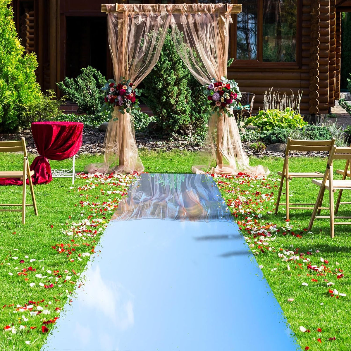 3.3 x 98.4 ft Mirror Rug Aisle Runner for Wedding Ceremony Double Sided Reflective Carpet Aisle