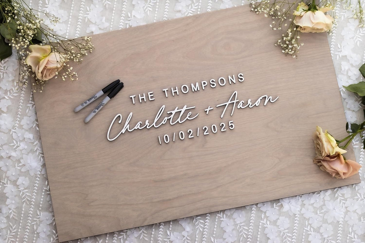 Personalized Last Name Guest Book, Unique Guest Book Sign, Custom Alternative Guest Book, Wooden
