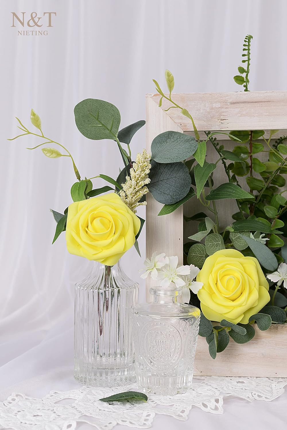 N&T NIETING Artificial Flowers, 25Pcs Fake Flowers Roses Perfect for DIY Wedding Bouquets