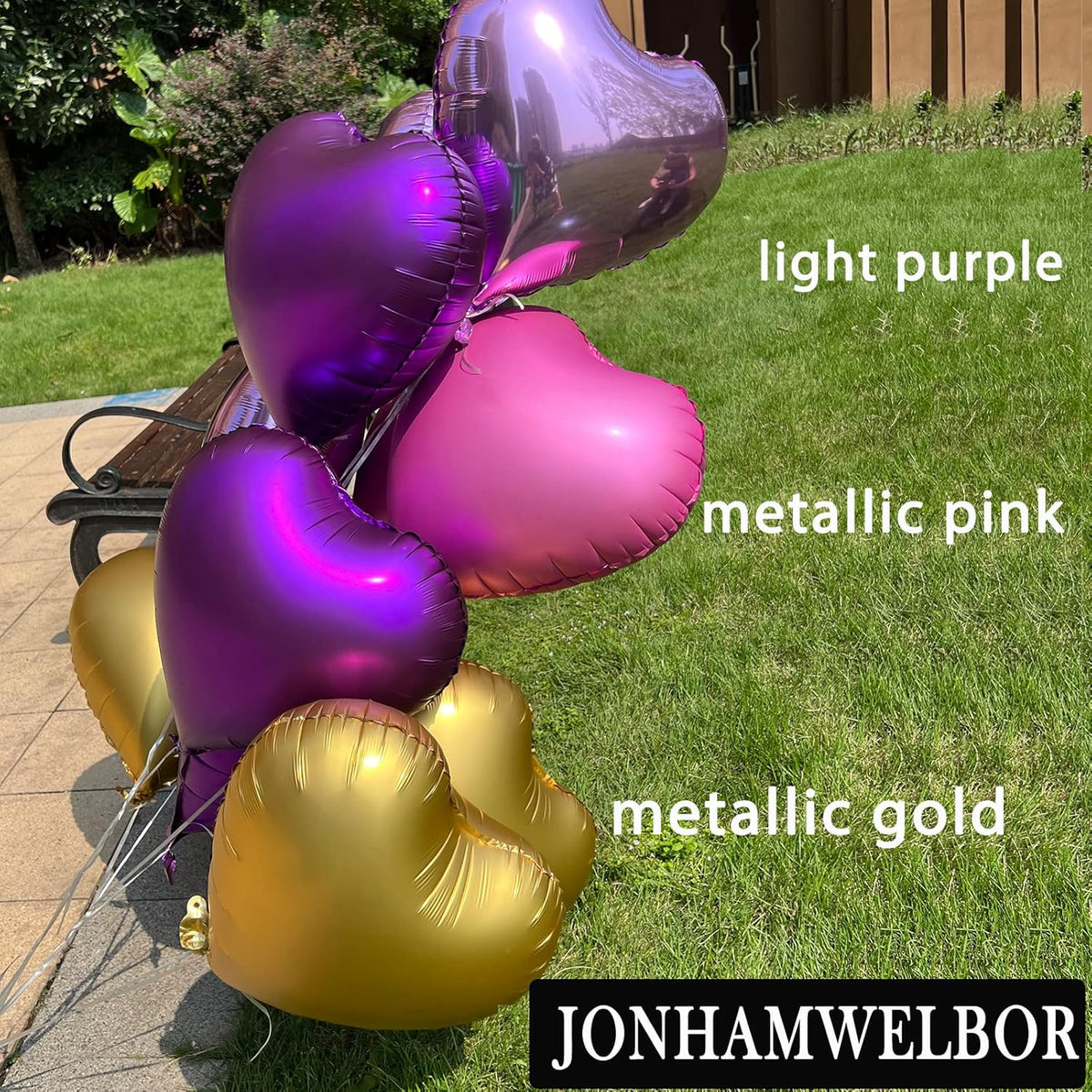 Jonhamwelbor 20Pcs 18 inch Metallic Pink Foil Mylar Heart Shape Balloons Decorations Valentines