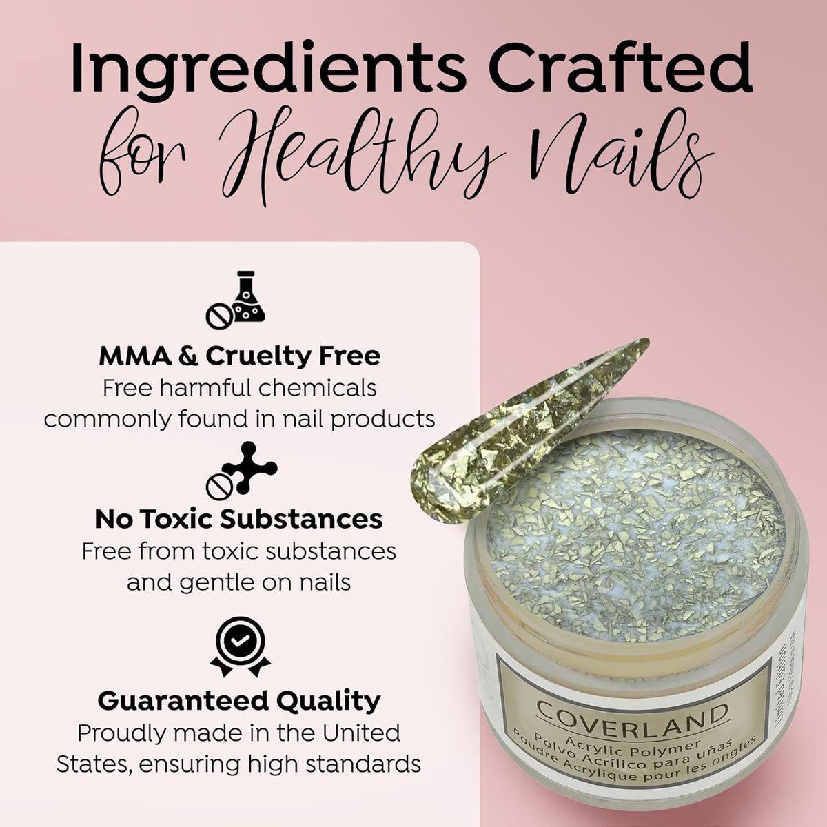 Tones Coverland Acrylic Nail Powder "Crushed Gold" - Limited Edition Acrylic Powder for Nail