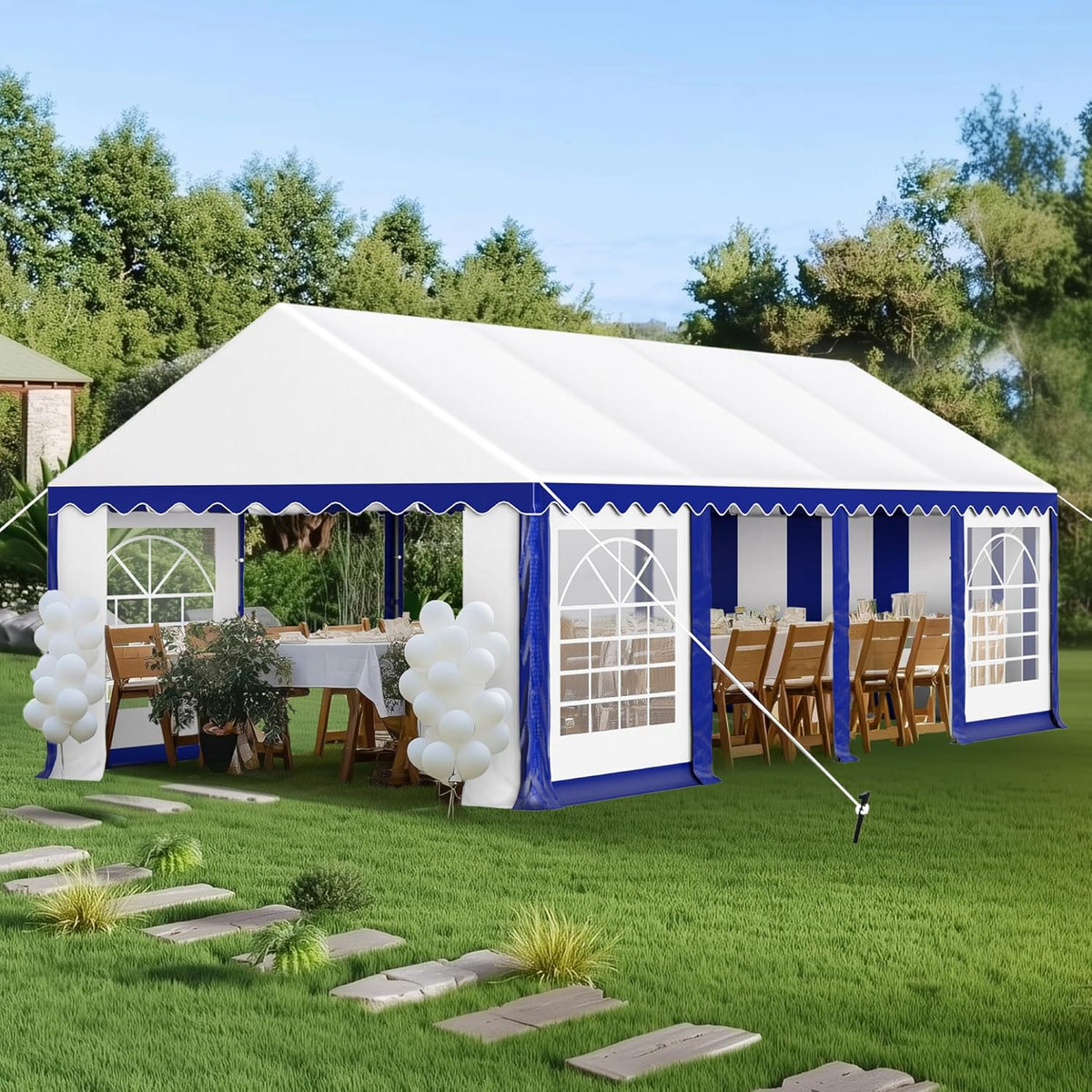 PHI VILLA 26'x13' Outdoor Heavy Duty Party Tent Large Commercial Canopy Wedding Event Tent Shelter