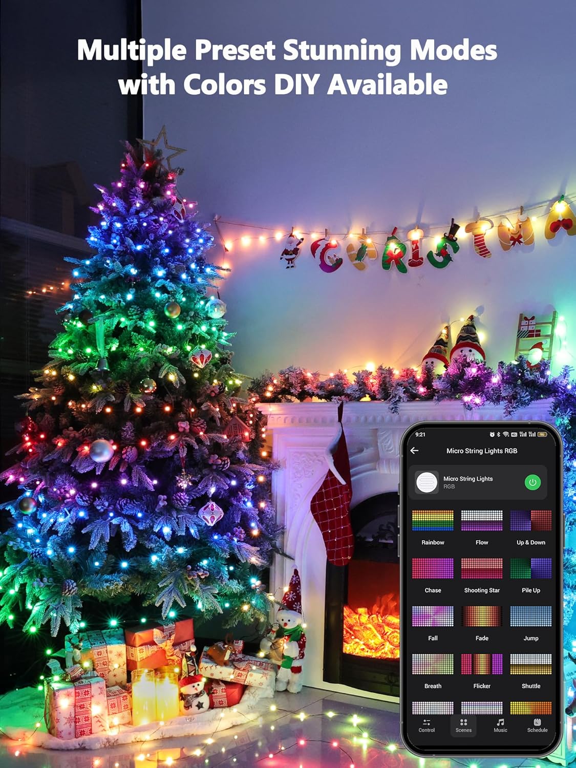 BrizLabs Smart Christmas Fairy Lights, 33ft 100 LED Color Changing Christmas Lights Work with Alexa