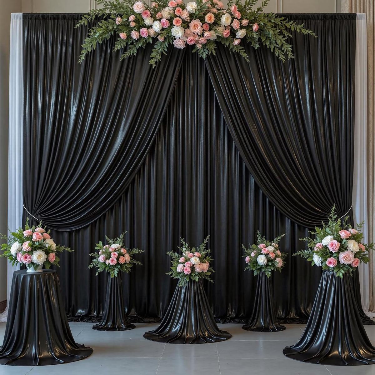 Outpain Thick 20 ft x 10 ft Black Sequin Backdrop Curtain for Parties, Wrinkle Free Glitter Photo