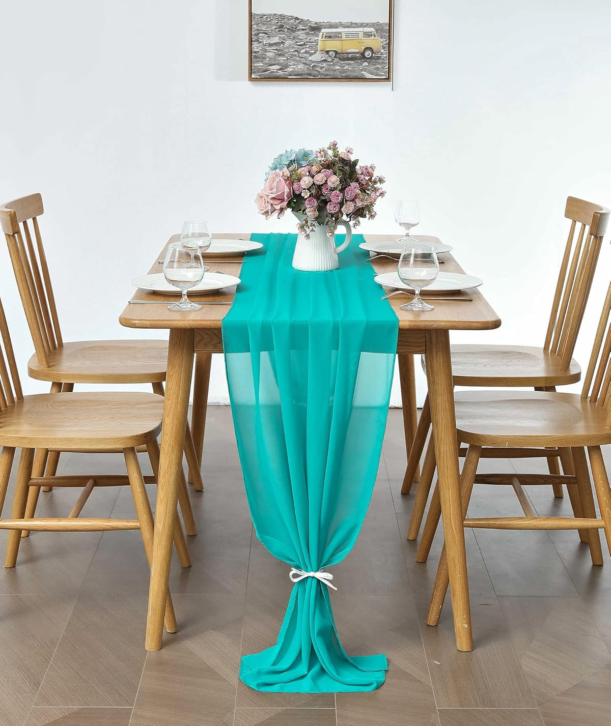 2 Pack 10Ft Turquoise Chiffon Table Runner Sheer 29x120 Inch for Romantic Wedding Decor Bridal &
