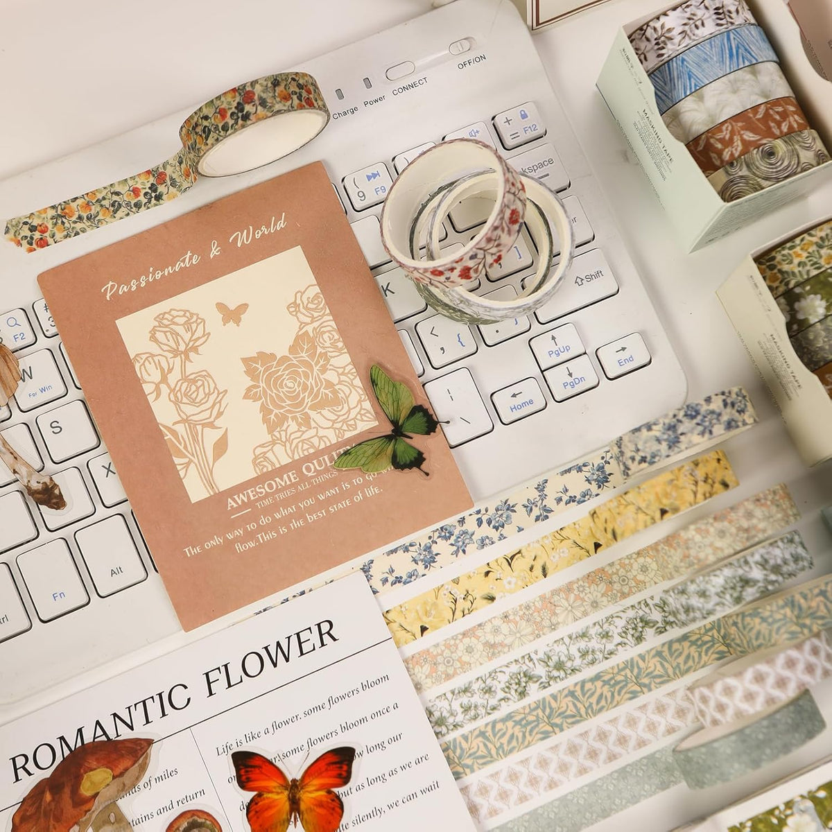 YUBBAEX 60 Rolls Value Washi Tape Pack Retro Arts Masking Tape Basic Patterns Decorative for DIY