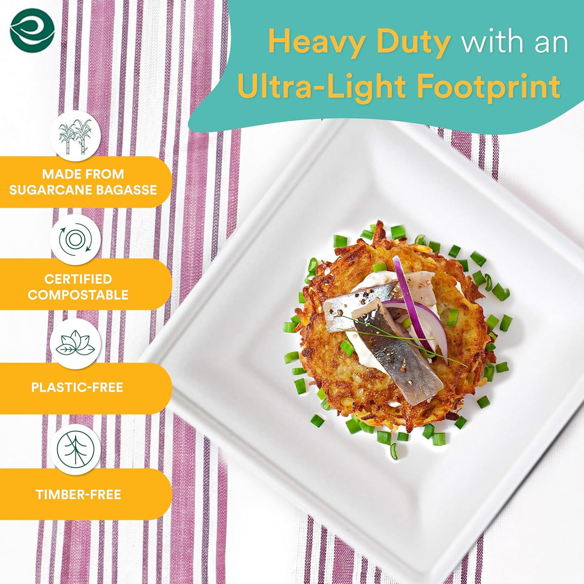 ECO SOUL Compostable Paper Plates 6 Inch (100 Count) Heavy Duty Disposable Dessert Plates