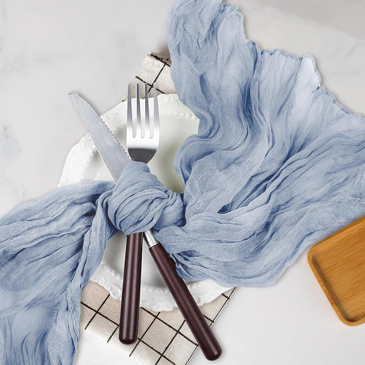 Le courant 6pcs 10Ft Cheesecloth Table Runner, Rustic Boho Gauze Cheese Cloth Runner Table Runner