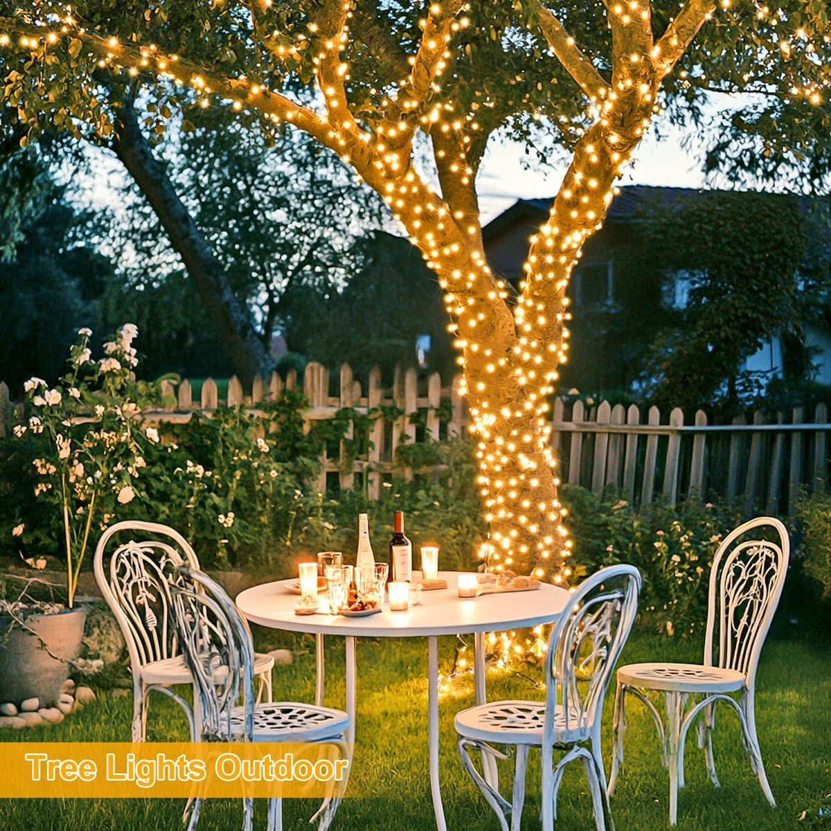 JMEXSUSS 800 LED Christmas Lights Outdoor Indoor String Lights with 8 Modes Warm White Plug in for