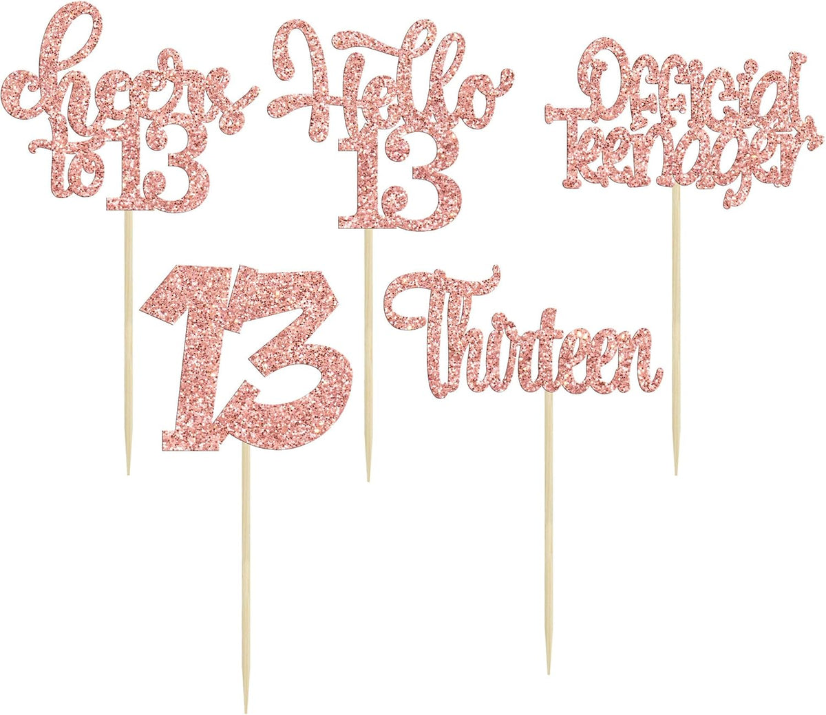 30Pcs 13th Birthday Cupcake Toppers Hello 13 Cupcake Picks Official Teenager Cheers to 13 Years Old