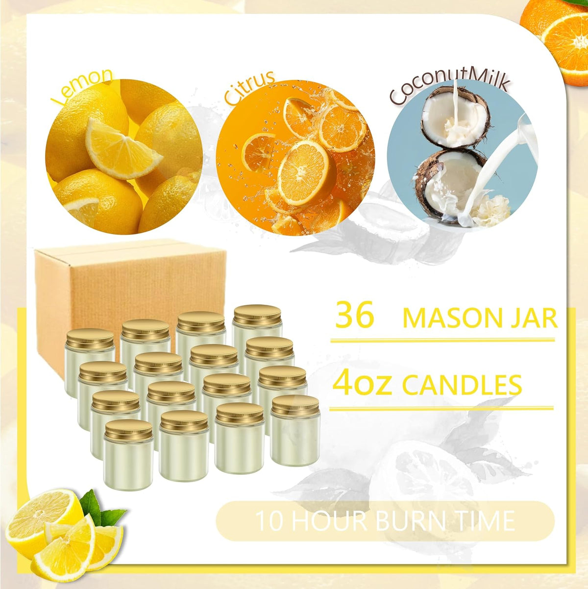 ACITHGL 36 Pcs 4oz Mini Mason Jar Candles Small Scented Candles Bulk Aromatherapy Ideal Souvenir
