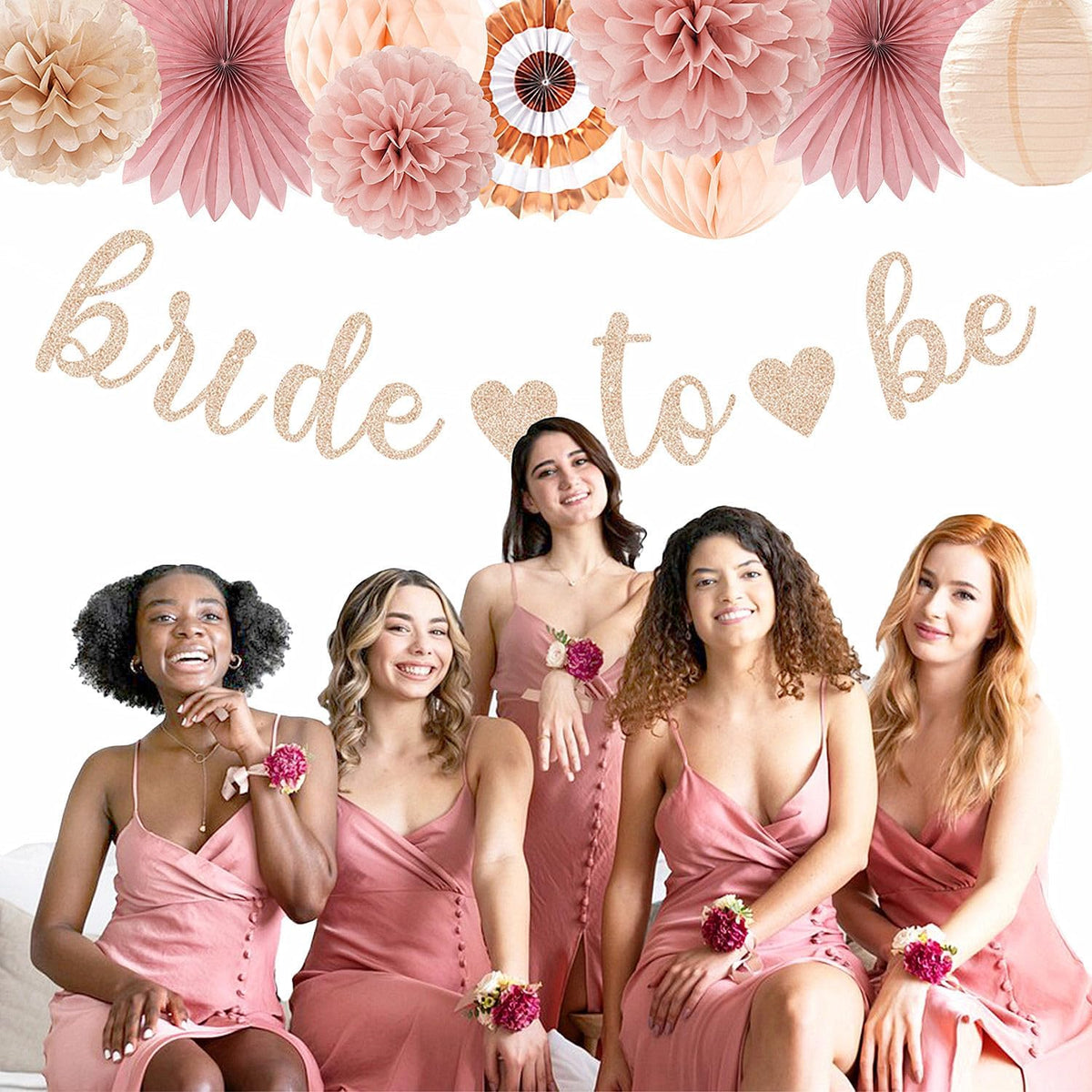 Blush-Pink Rose-Gold Bridal-Shower Party Decorations - 21pcs Bride to Be Sign Banner,Bachelorette
