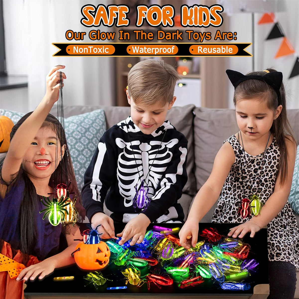 82 Pcs Glow Critters For Halloween Party Favor, Include Glow Bugs and Mini Glow Sticks, Glow in the