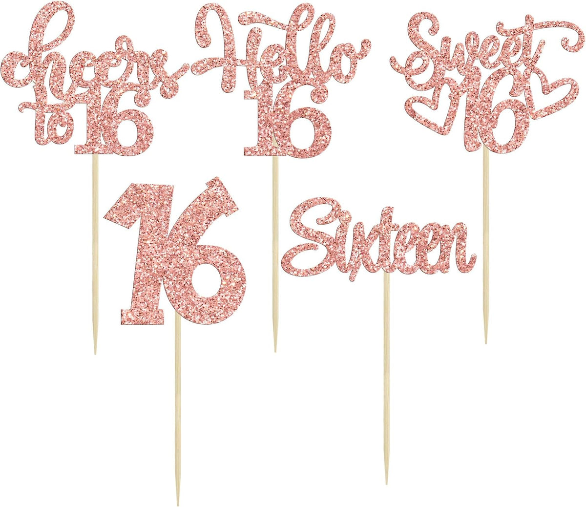 30pcs 16th Birthday Cupcake Toppers - Sixteen Happy Cupcake Picks, Cheers to Sweet 16 Cake