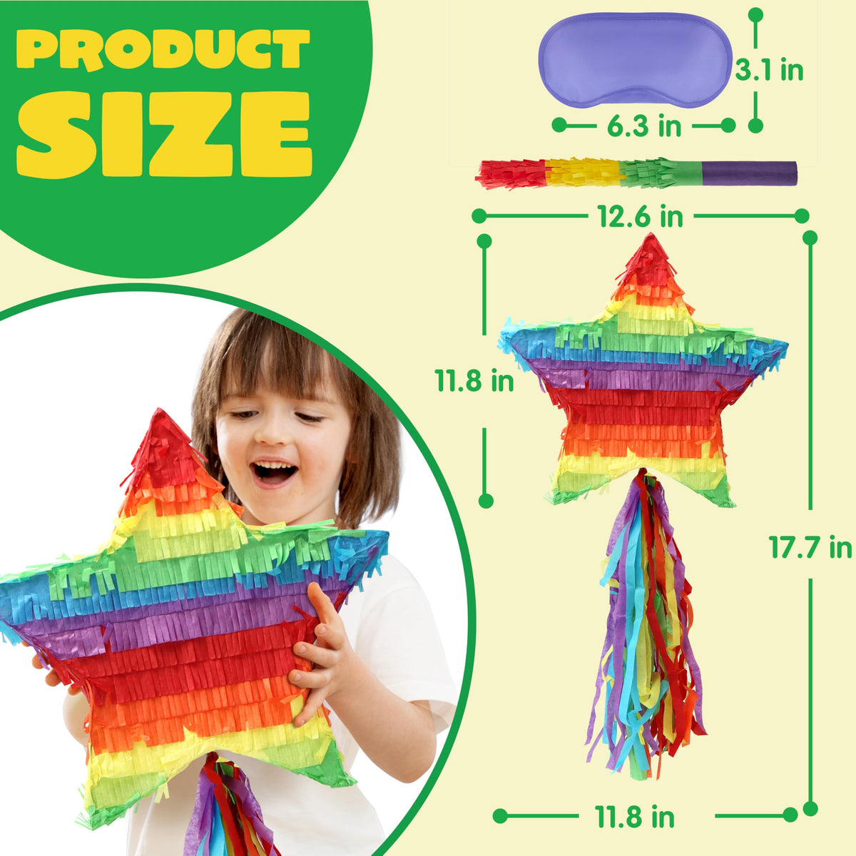 Cinco De Mayo Star Pinata 12.6 x 12.6 inches. Fiesta Party Supply for Fiesta Taco Party, Luau Event