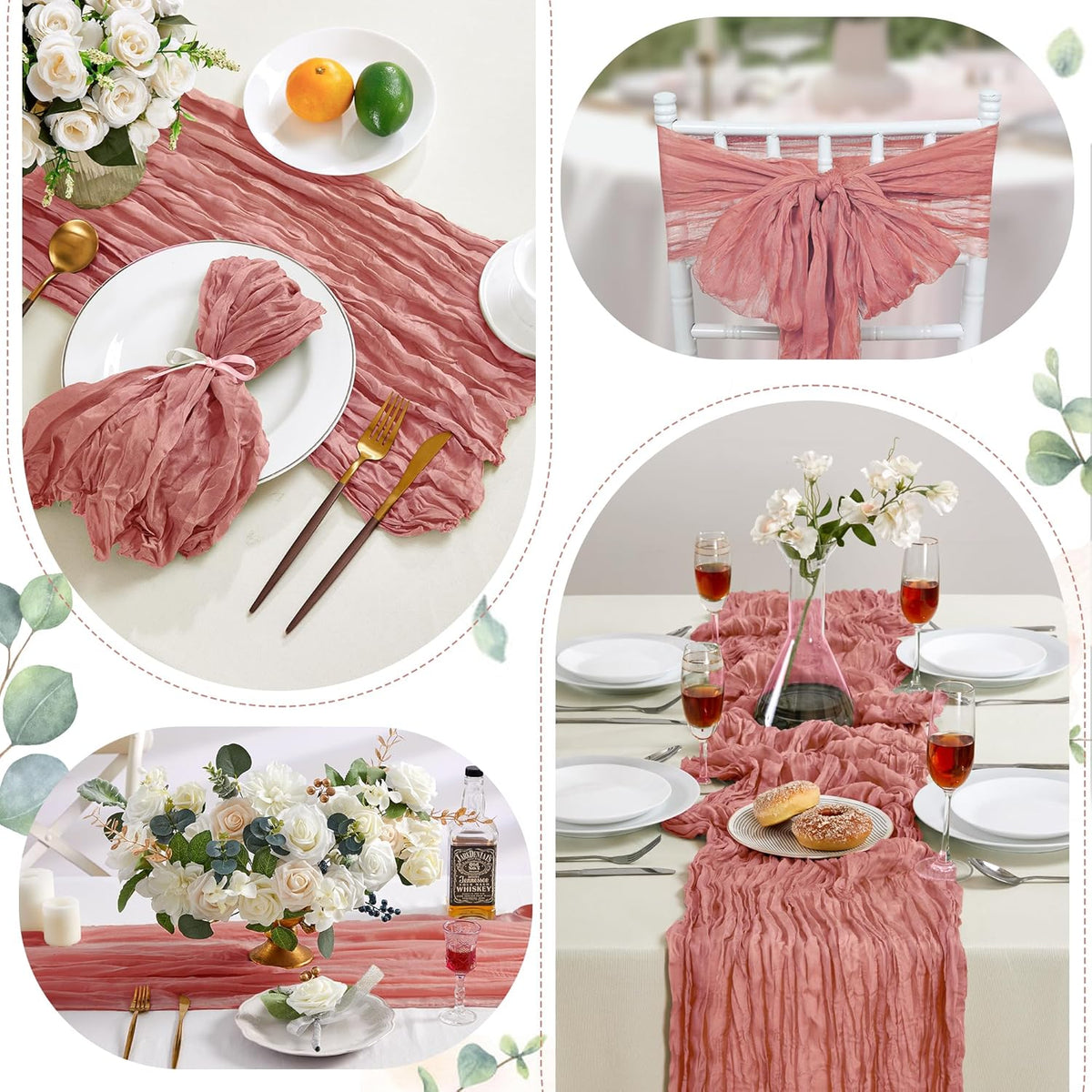 Cheesecloth Table Runner 10FT Long Boho Gauze Table Runner Rustic Sheer Runner for Wedding Bridal