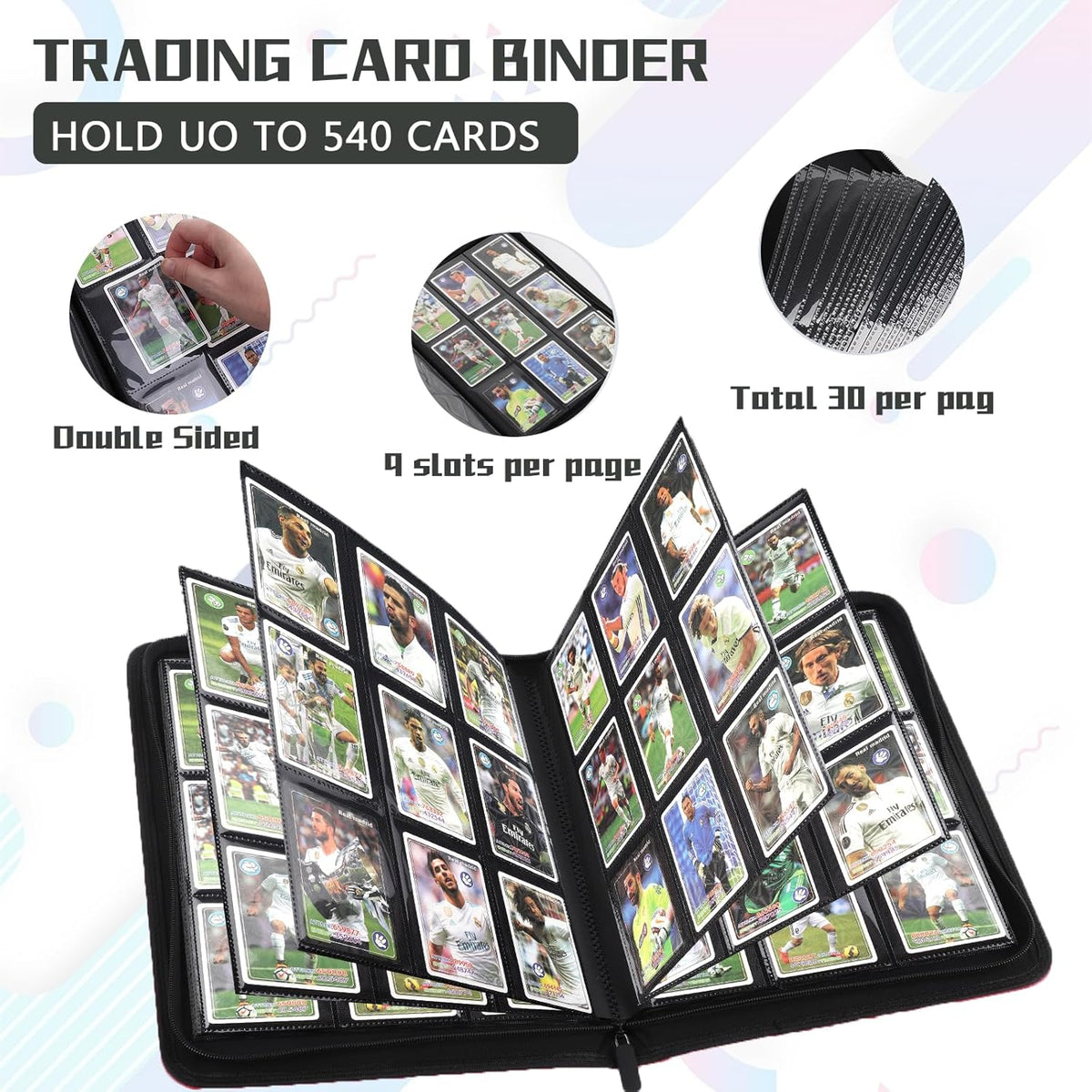 9 Pocket Card Binder,540 Pocket Trading Card Binders,Loading Pocket Collectible Card Album for MTG
