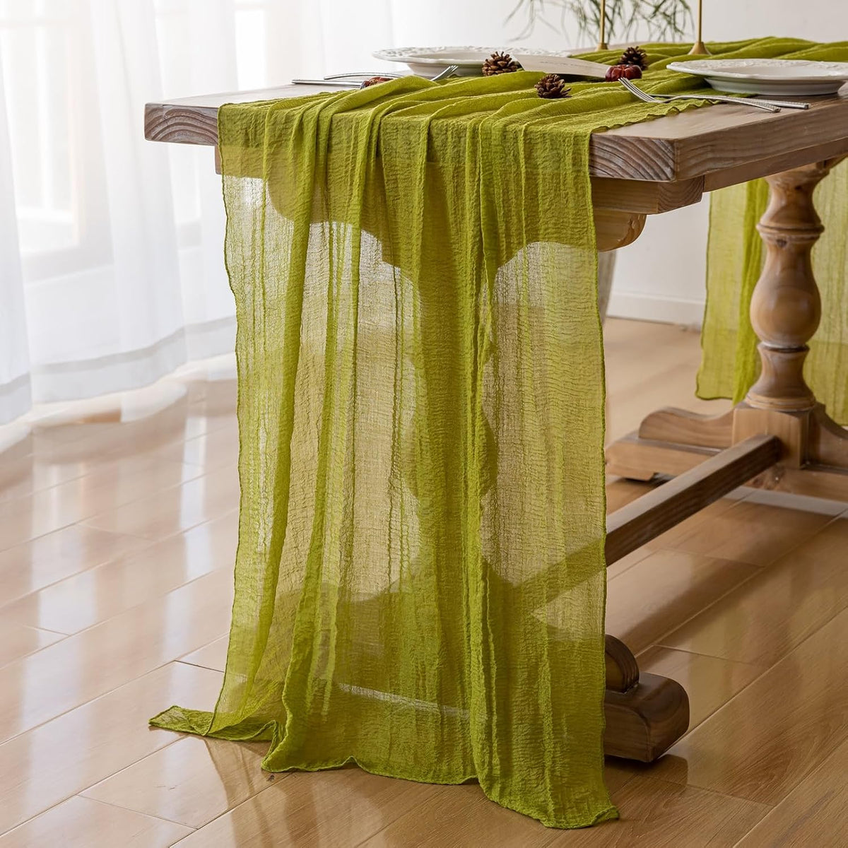 Moss Green Cheesecloth St Patricks Day Table Runner Gauze 120 Inch 10 FT Rustic Boho Cheese Cloth