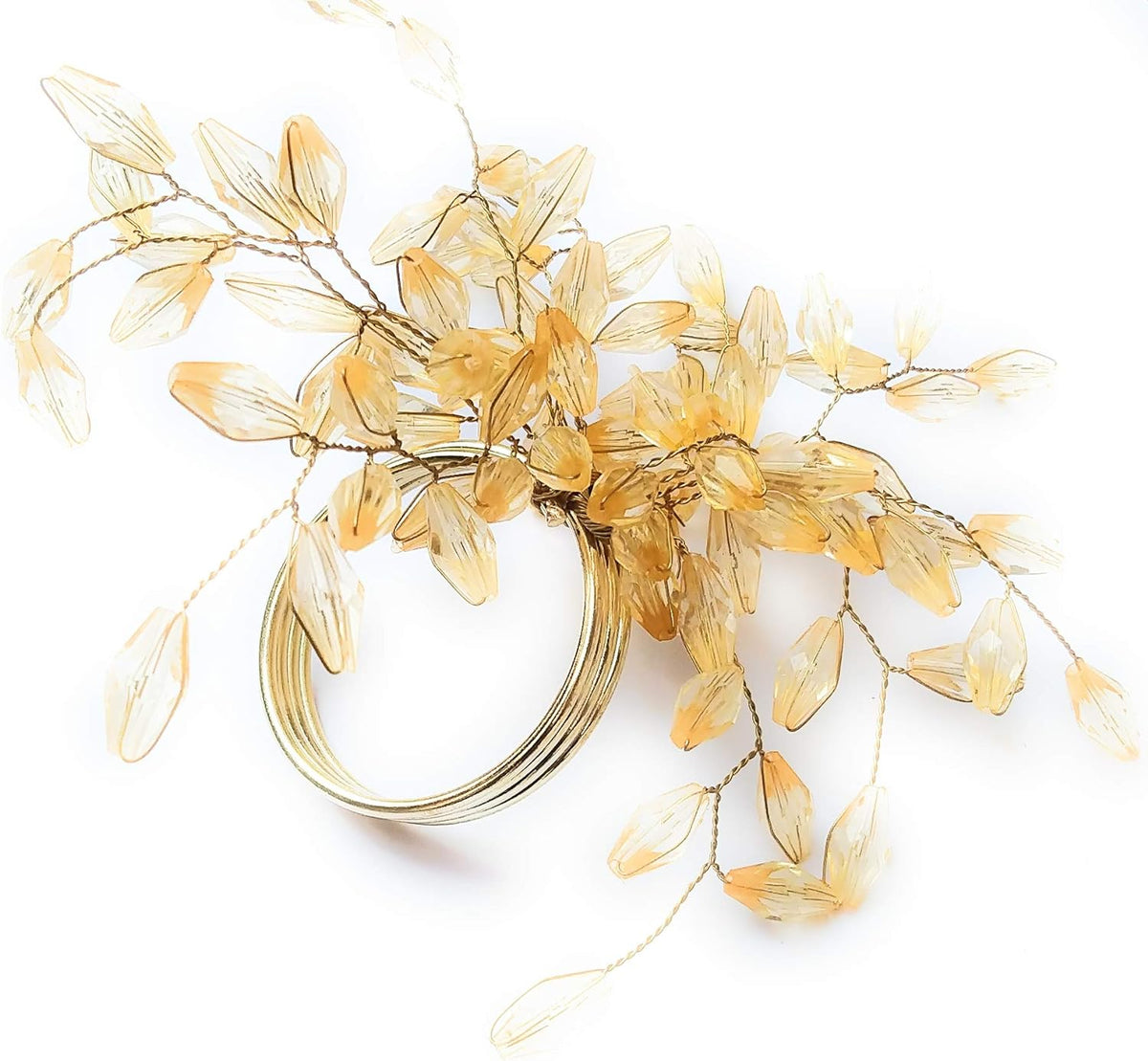 Napkin Rings Set of 6 for Dining Table Decoration Parties Everyday Metal Napkin Holder Leaf Gold