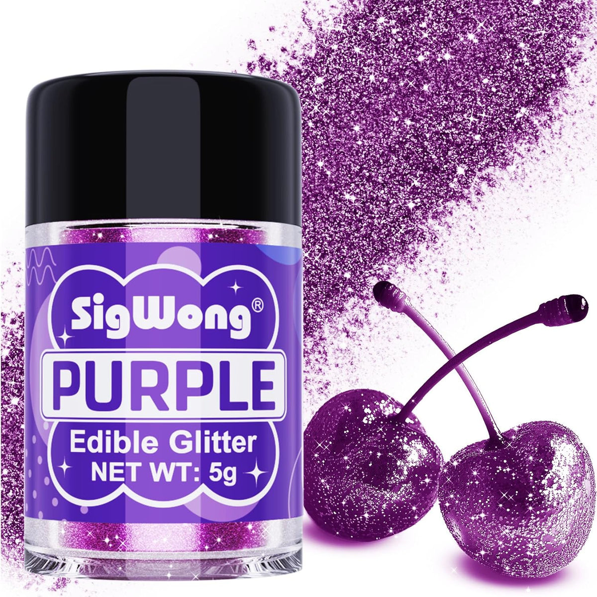 Purple Edible Glitter - 5g Food Grade Cake Decorating Shimmering Glitter, Edible Sprinkle Luster