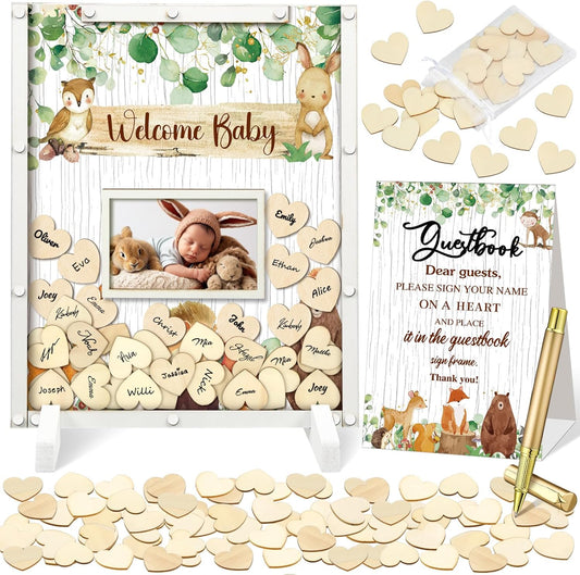 65 Pcs Woodland Animal Baby Shower Guest Book Alternatives He or She Gender Reveal Baby Shower