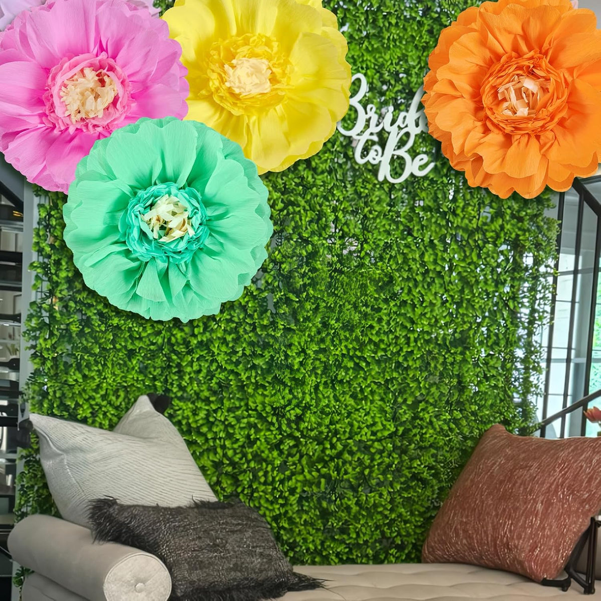 SUNBEAUTY Giant Colorful Paper Flowers Party Decorations 20" Large Fiesta Bulletin Board Tissue Pom