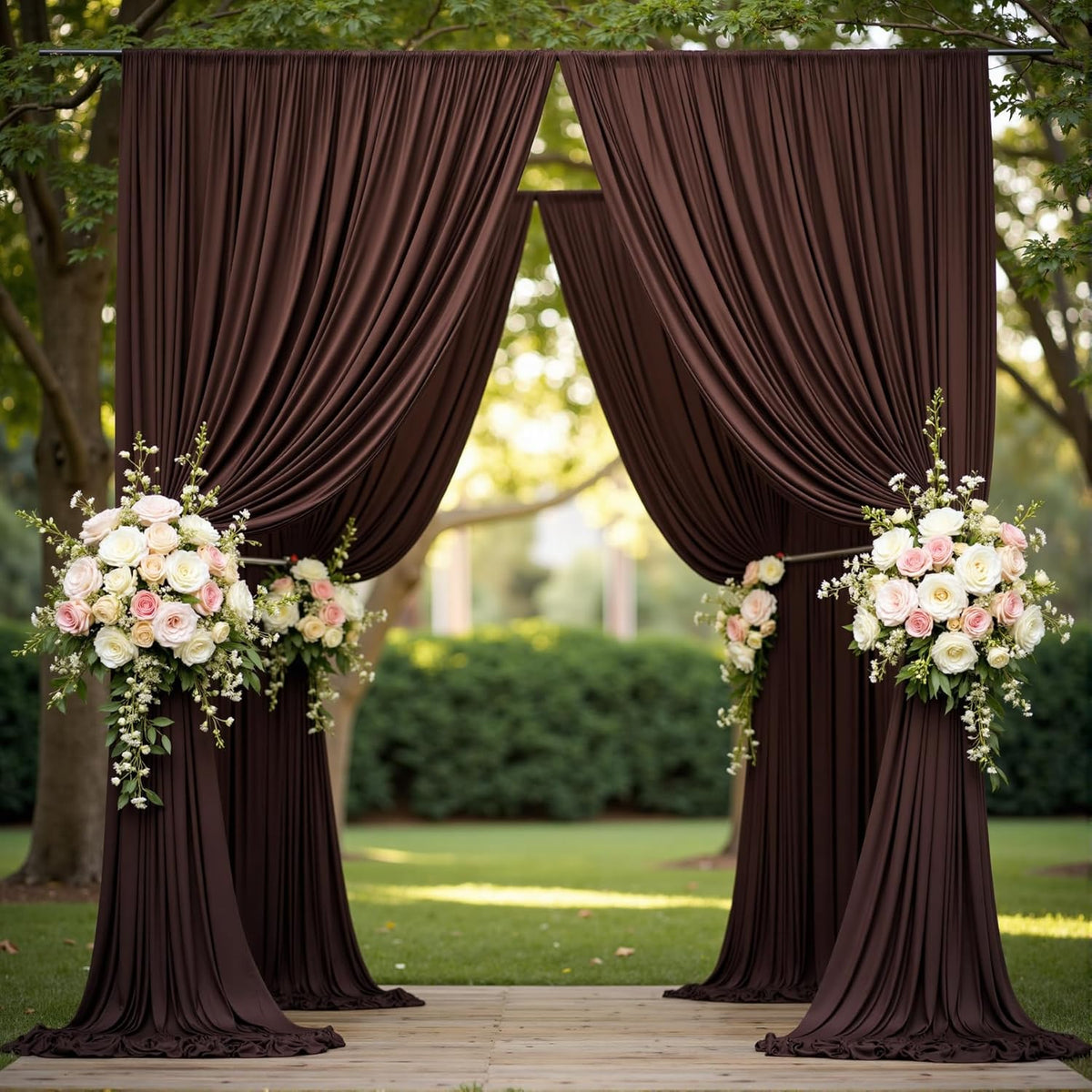 40 ft x 10 ft Wrinkle Free Brown Backdrop Curtain for Parties, Wedding Brown Photo Backdrop Drapes