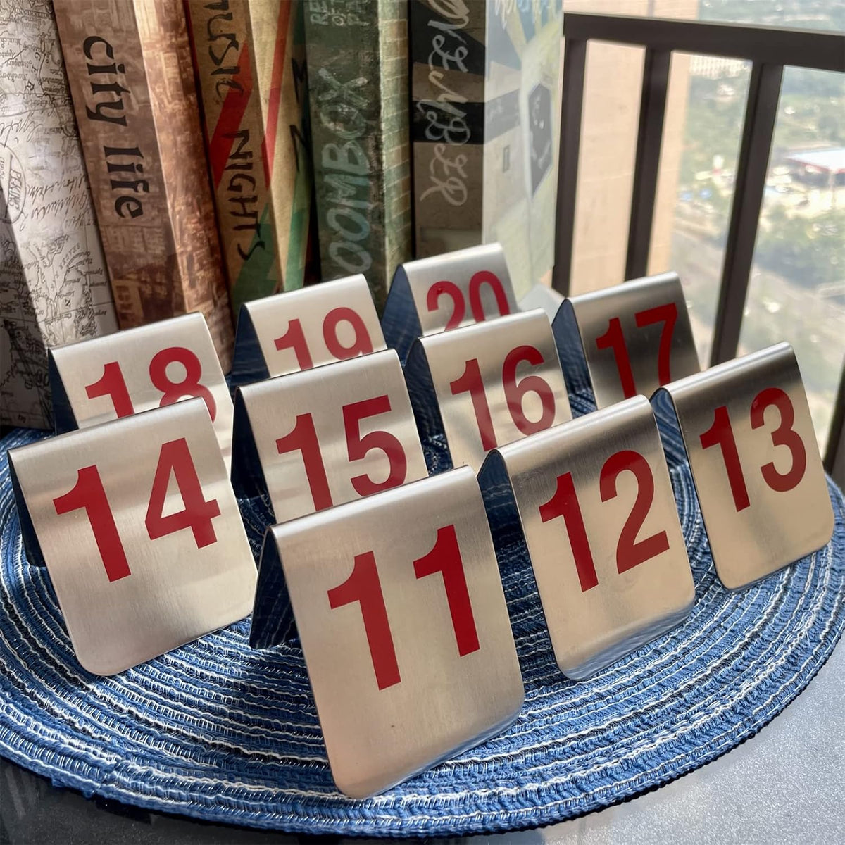 10 Pcs Metal Place Cards Stackable Tent Style Table Numbers，Place Card Holders for Celebration
