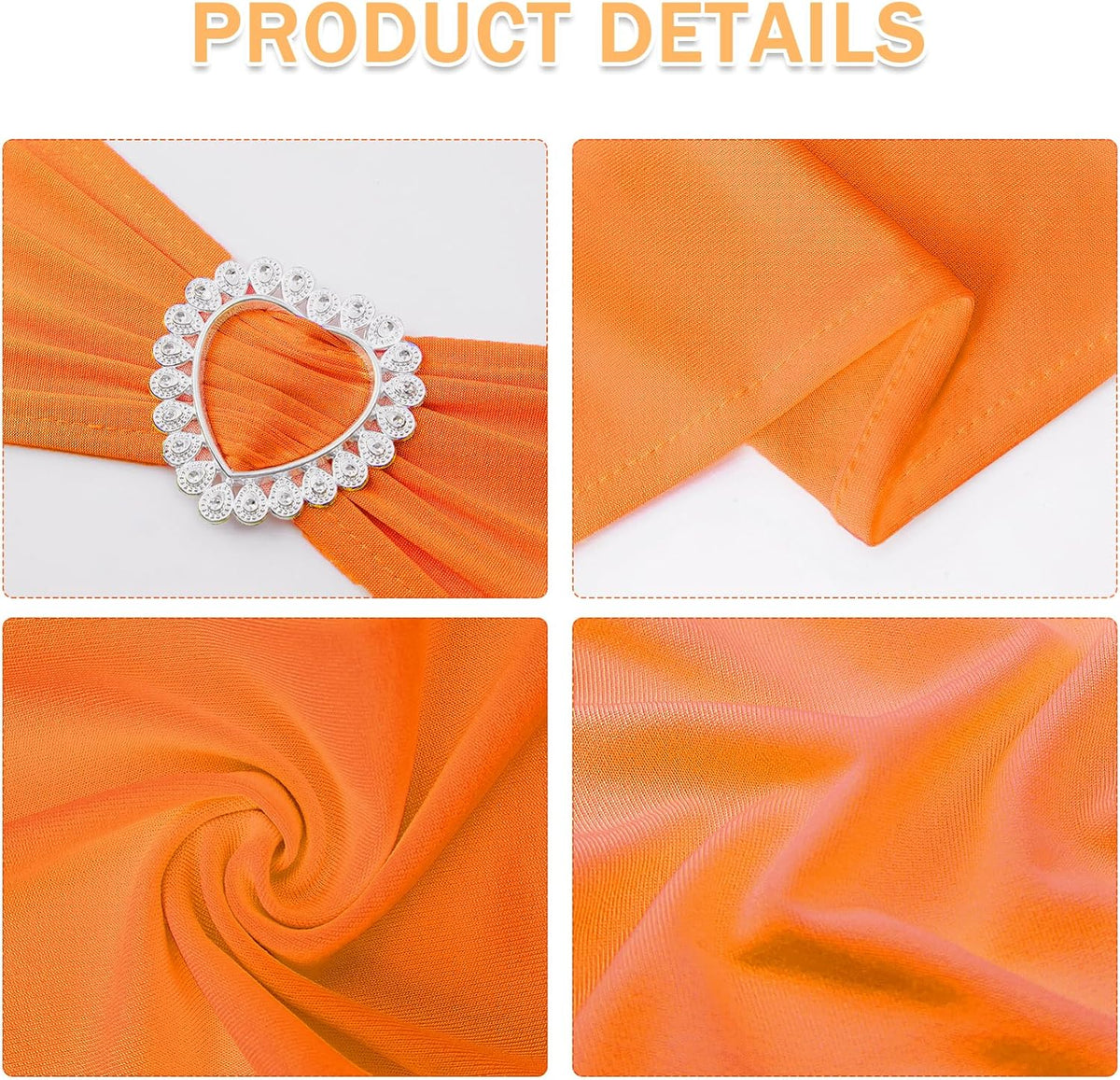 Howhic Pack of 60 Spandex Chair Sashes Bows Stretch Chair Cover Band with Buckle Slider Universal